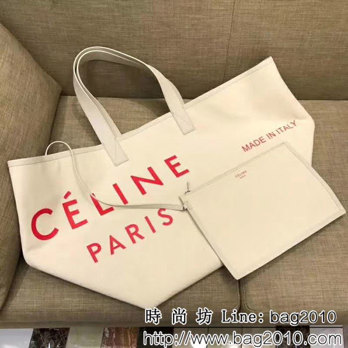 CELINE賽琳原單 2018新款紅字母帆布購物袋 單肩斜挎女包 SL1635